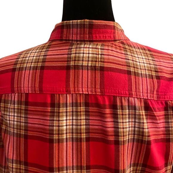 Old Navy Red Plaid Long Sleeve Flannel Button Down‎ Top Sz M - Picture 8 of 13